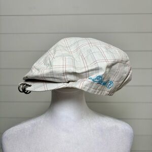 Diesel Plaid Cap in Cream and Blue